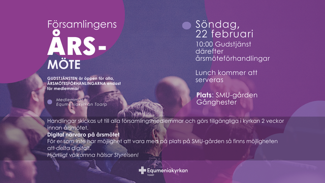 Årshögtidsgudstjänst med efterföljande årsmöte